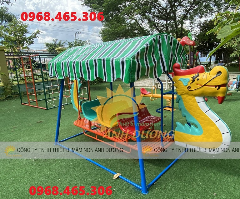 Xích đu trẻ em 3 chỗ ngồi, xích đu mầm non ngoài trời