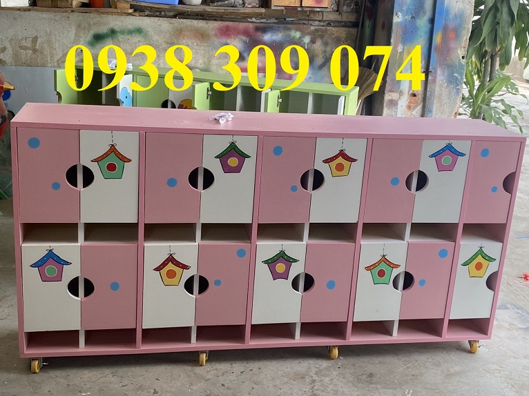 Tủ đựng balo mầm non, tủ cặp dép, kệ giỏ dép mầm non