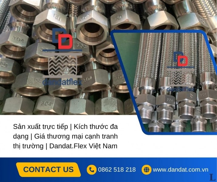 Ống mềm dẫn hơi nóng, Ống dẫn dầu thủy lực bọc lưới, Ống thủy lực inox, khop noi mem