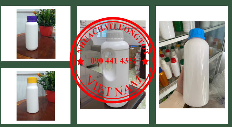Chai nhựa 1 lít vuông màu vàng, vỏ chai nhựa 1 lít đựng kiềm, dung môi 