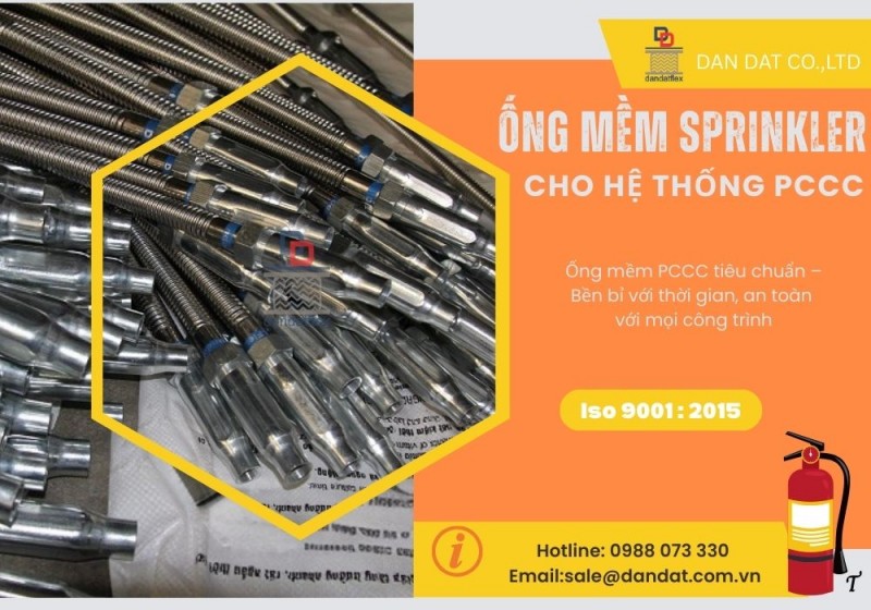 Ống nối mềm PCCC, dây mềm kết nối đầu phun sprinkler, khớp nối mềm PCCC