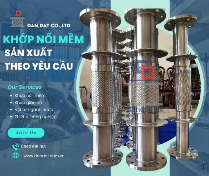 Khớp nối mềm inox nối ren, khớp nối mềm vi sinh, khớp nối kim loại nối ren