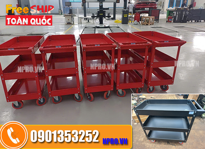 Xe Đẩy Đồ Nghề 3 Ngăn sơn tĩnh điện