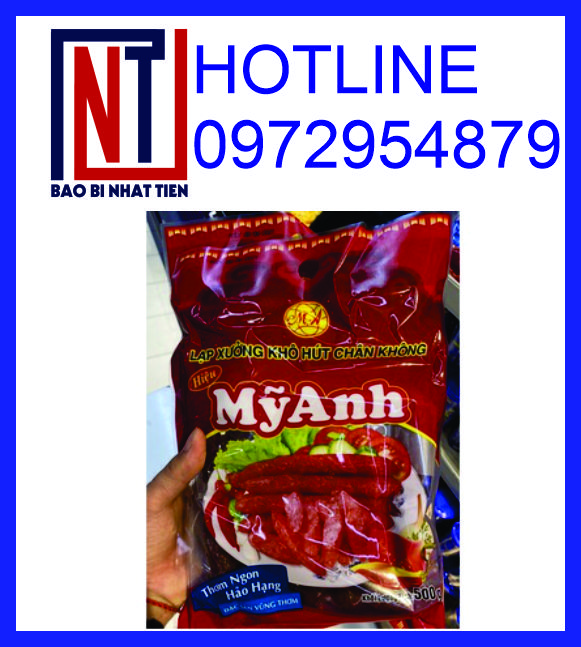 Sản xuất in ấn bao bì lạp xưởng, túi hút chân không đựng lạp xưởng