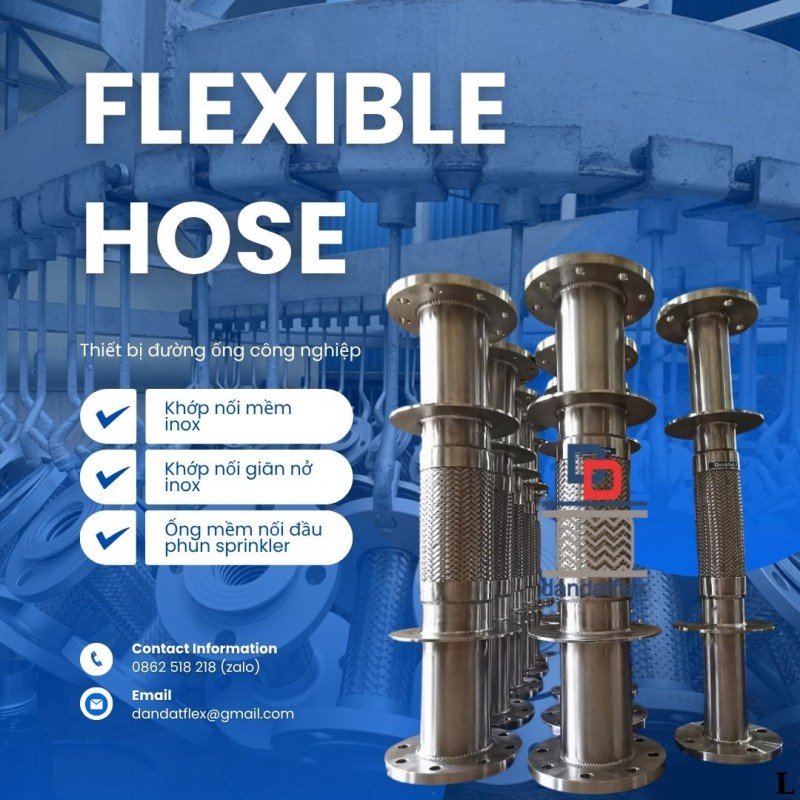 Khớp nối mềm inox chống rung mặt bích, khop noi mem, ống mềm chống rung