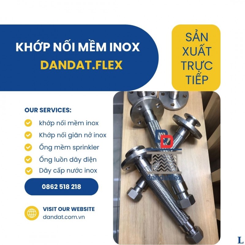 Khớp nối mềm inox chống rung mặt bích, khop noi mem, ống mềm chống rung