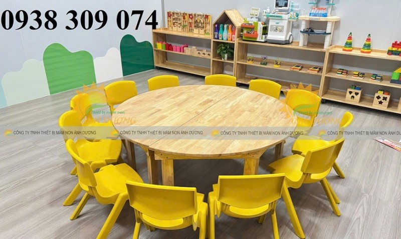 Bàn gỗ mẫu giáo, bàn gỗ mầm non, bàn học gỗ cho bé mầm non