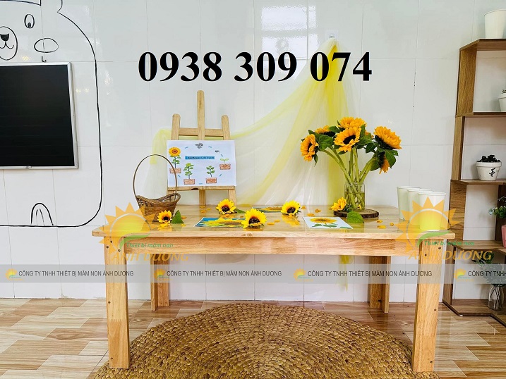 Bàn gỗ mẫu giáo, bàn gỗ mầm non, bàn học gỗ cho bé mầm non