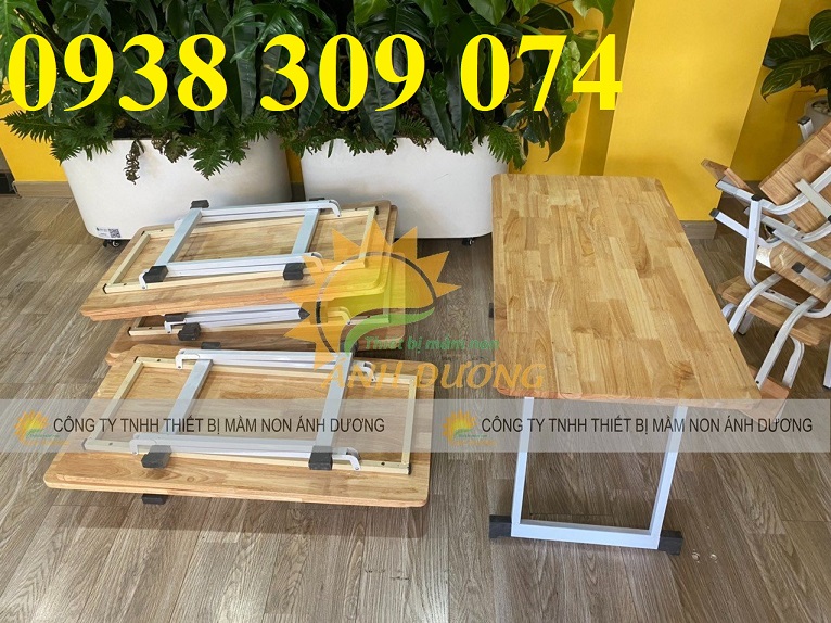 Bàn gỗ mẫu giáo, bàn gỗ mầm non, bàn học gỗ cho bé mầm non