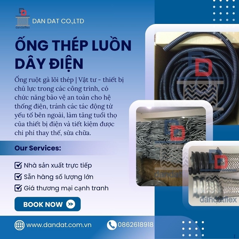 Cung cấp ống ruột gà lõi thép bọc nhựa pvc, ống thép luồn dây điện