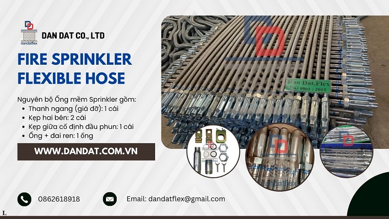 Ống nối mềm sprinkler, Dây cấp nước, Dây dẫn nước mềm inox, Khớp nối mềm PCCC