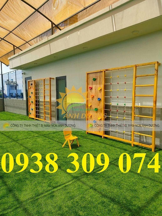 Thang leo gỗ trẻ em mầm non, vách leo núi trẻ em giá rẻ