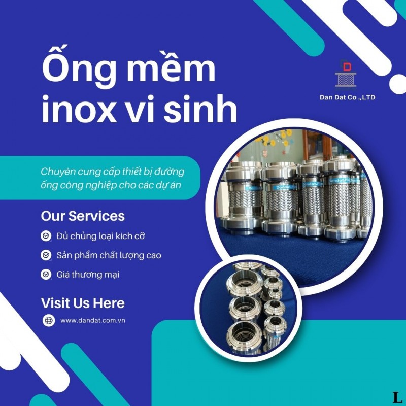 Ống dẫn dầu thủy lực bọc lưới inox, ống nối mềm vi sinh, khớp nối mềm inox 304
