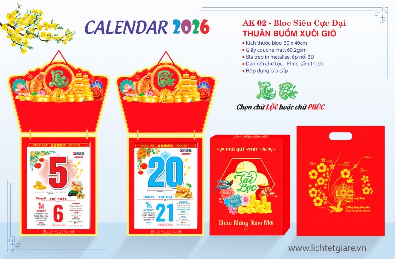 Lịch bloc 2026 - Sang trọng & Tiện ích