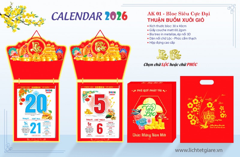 Lịch bloc 2026 - Sang trọng & Tiện ích