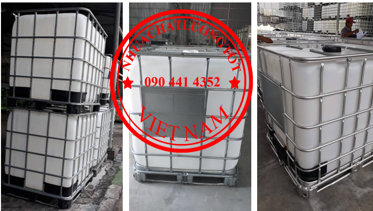 Bồn nhựa IBC 1000 lít khung thép chắc chắn, mới 100%