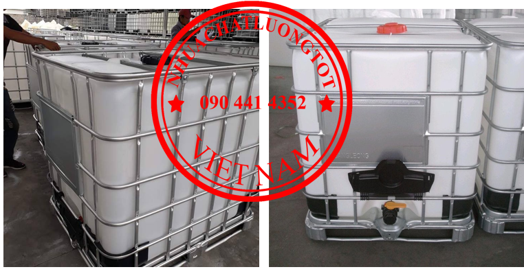 Bồn nhựa IBC 1000 lít khung thép chắc chắn, mới 100%