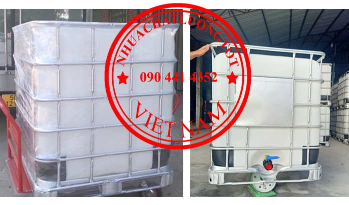 Bồn nhựa IBC 1000 lít khung thép chắc chắn, mới 100%