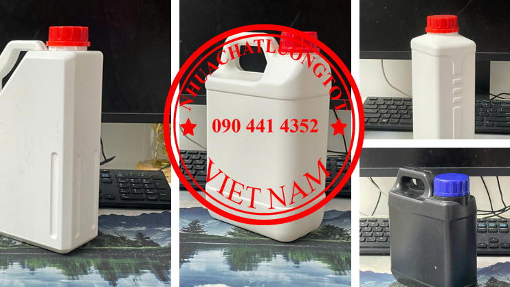 Bình nhựa 5 lít đựng axit, sỉ lẻ can nhựa 2 lít, can 1 lít dày đựng kiềm