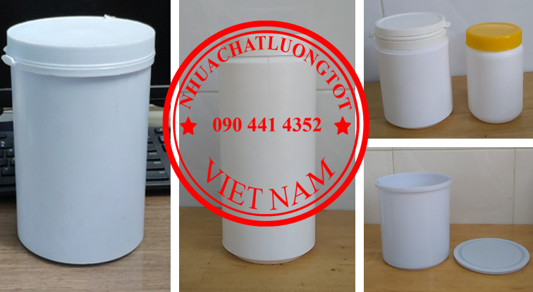 Hủ nhựa 2 ký đựng bột phấn, hủ nhựa 1 ký 5 đựng sơn, hủ 1 ký đựng mực in