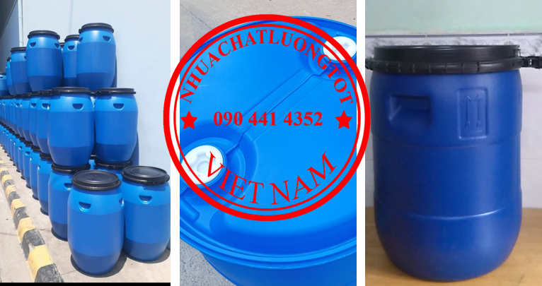 Thùng phuy nhựa 220 lít đựng cá đóng hộp, thùng phuy nhựa đựng nước mắm