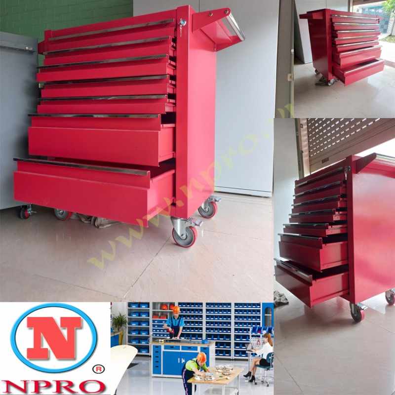 Tủ đồ nghề 7 ngăn màu đỏ KT 700x450x920mm