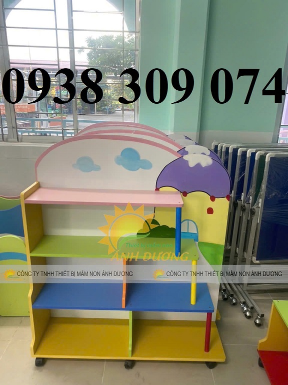 Tủ kệ mầm non, kệ góc mầm non, giá đồ chơi mầm non
