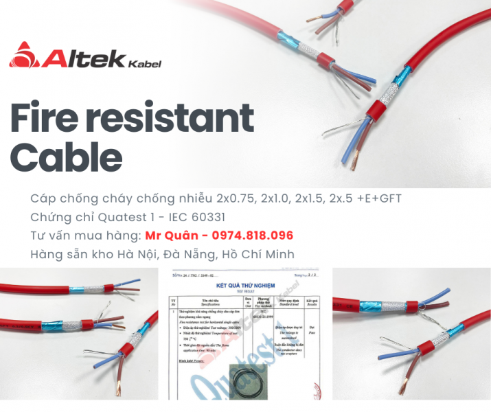 Cáp Chống Cháy 2x1.5+E+GFT – IEC60331, BS6387