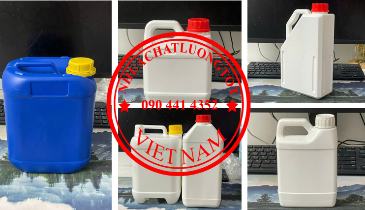 Phân phối can nhựa 0.5 lít đen, can 1 lít đựng chất tẩy, can nhựa 2 lít nắp ấn