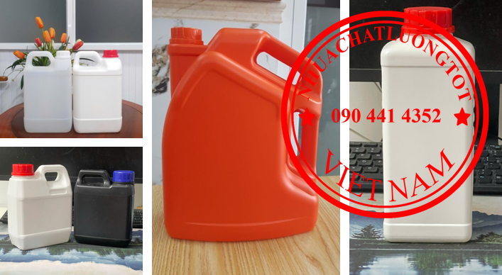 Phân phối can nhựa 0.5 lít đen, can 1 lít đựng chất tẩy, can nhựa 2 lít nắp ấn