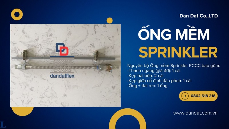 Ống mềm kết nối đầu phun Sprinkler, Khớp nối mềm PCCC, Ống mềm cấp nước đầu phun