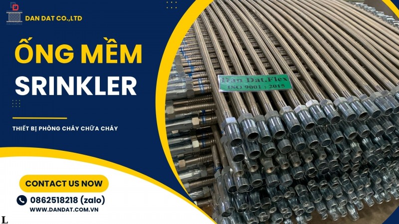 Khớp nối mềm Sprinkler, Ống mềm cấp nước đầu phun PCCC, Dây mềm chữa cháy D20
