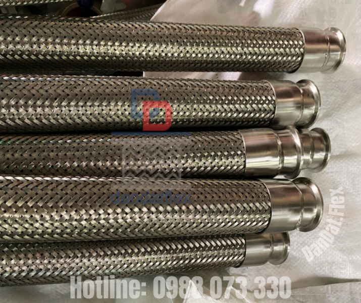 Ống mềm inox máy nén khí, Ống mềm inox 2 đầu cong, Ống mềm bọc PJ cách nhiệt