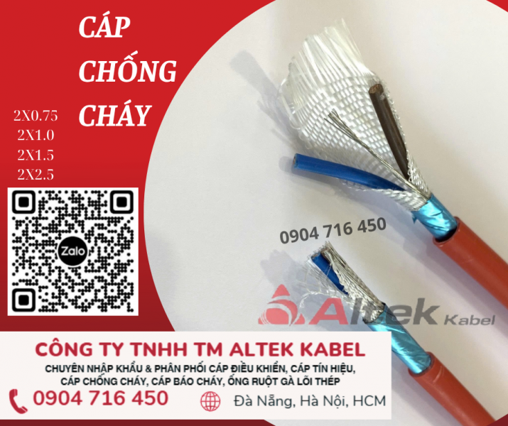Cáp báo cháy chống cháy 2x0.75 Altek Kabel Đà Nẵng, Hà Nội, Sài Gòn