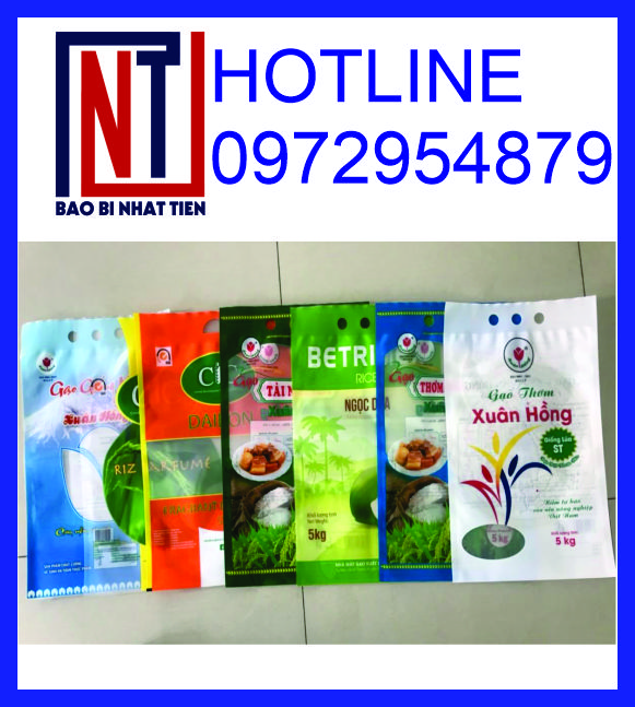 In túi đựng gạo 5kg PA/PE rẻ đẹp, thiết kế miễn phí