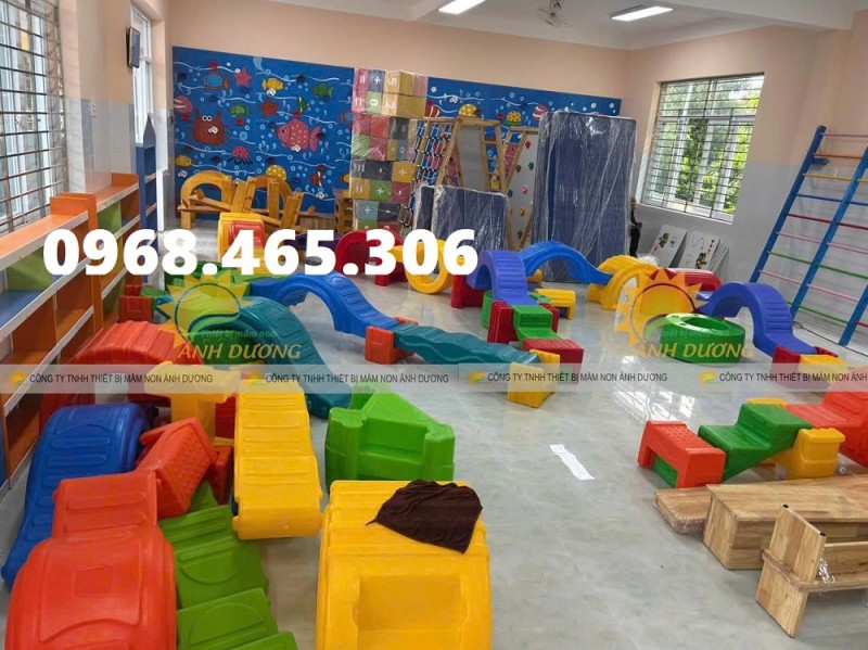 Băng ghế thể dục lắp ráp mầm non, bộ thăng bằng mầm non