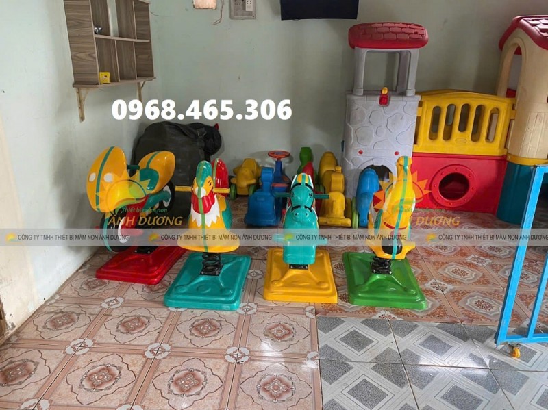 Thú nhún lò xo trẻ em hình con ngựa, con gà chất lượng cao