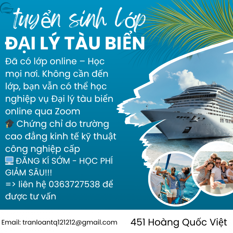 TUYỂN SINH LỚP ĐẠI LÝ TÀU BIỂN
