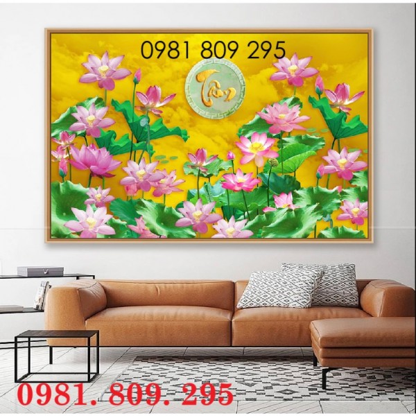 Gạch tranh  ốp tường 3d hoa sen 