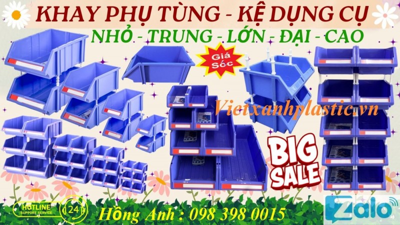 Khay nhựa trong kho linh kiện điện lạnh 