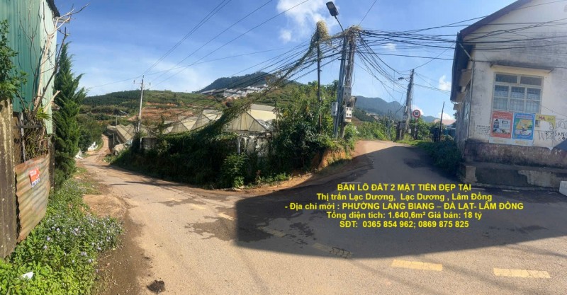 ĐẤT ĐẸP – GIÁ ĐẦU TƯ   - CẦN BÁN LÔ ĐẤT 2 MẶT TIỀN ĐẸP TẠI Thị trấn Lạc Dương,  Lạc Dương , Lâm Đồng
