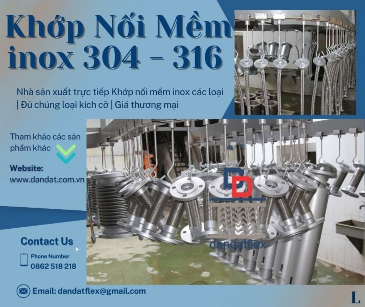 Khớp nối mềm chống rung inox, khớp nối chống rung, ống mềm inox
