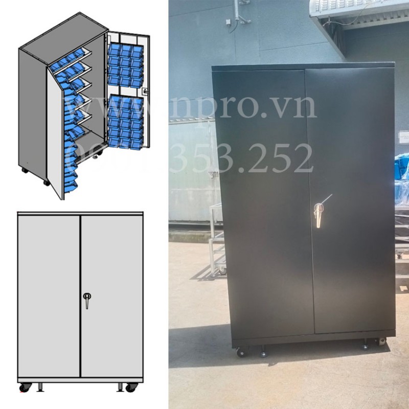 Tủ dụng cụ 2 cánh 3 ngăn 2 khay KT: ... Liên hệ  Chi tiết   Tủ đồ nghề 2 cánh 3 ngăn kéo 2 khay KT: 