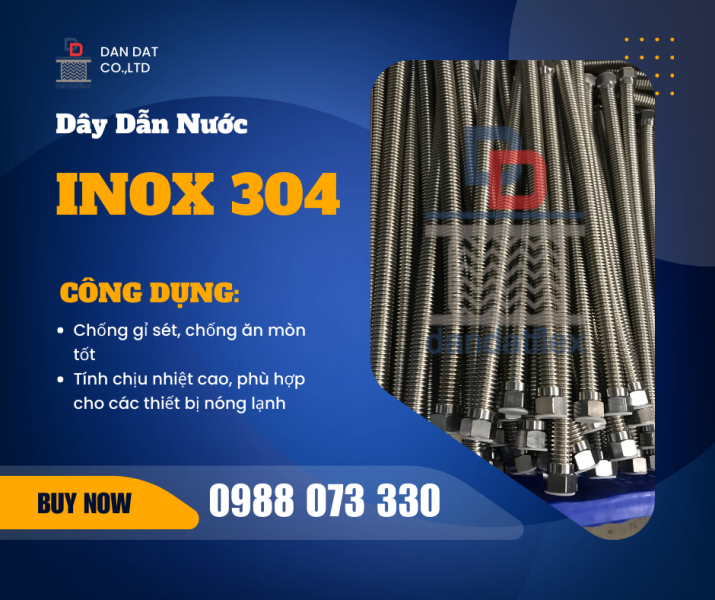 Ống mềm inox cấp nước vòi nóng lạnh, Dây dẫn nước mềm inox, Dây mềm cấp nước thép không gỉ