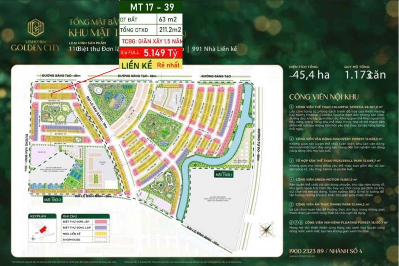 NHANH TAY SỞ HỮU NGAY - LIỀN KỀ RẺ NHẤT – Vinhomes Golden City HẢI PHÒNG