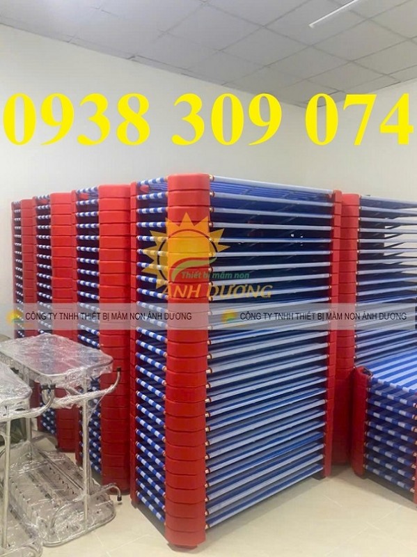 Giường lưới mầm non chân xanh, giường lưới trẻ em giá rẻ