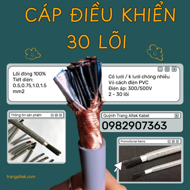 Cáp Điều Khiển 30 Lõi Altek Kabel Truyền Tín Hiệu Ổn Định