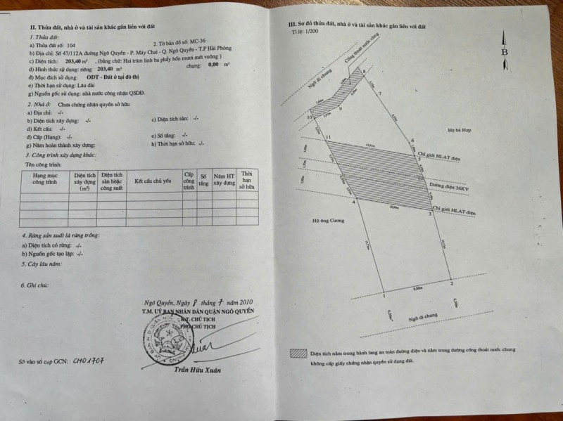 Chính Chủ Cần Bán Lô Đất ( sẵn nhà kiểu biệt thự cũ) 47/112 đường Ngô Quyền, TP Hải Phòng