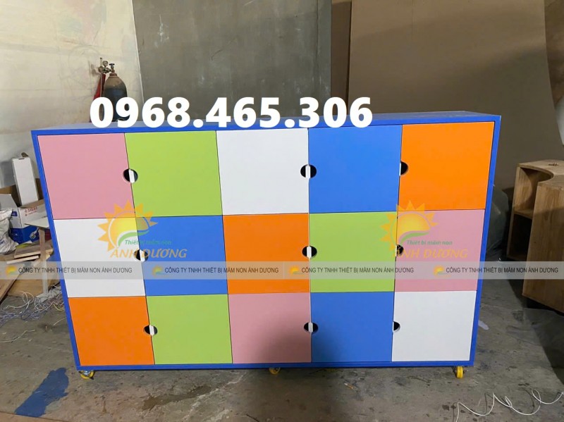 Tủ cặp mầm non bằng gỗ, tủ cặp dép mầm non