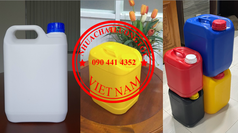 Gía can nhựa 500ml, bình nhựa 1 lít tròn, can nhựa HDPE 2 lít vuông, can nhựa 5 lít dựng thuốc tẩy